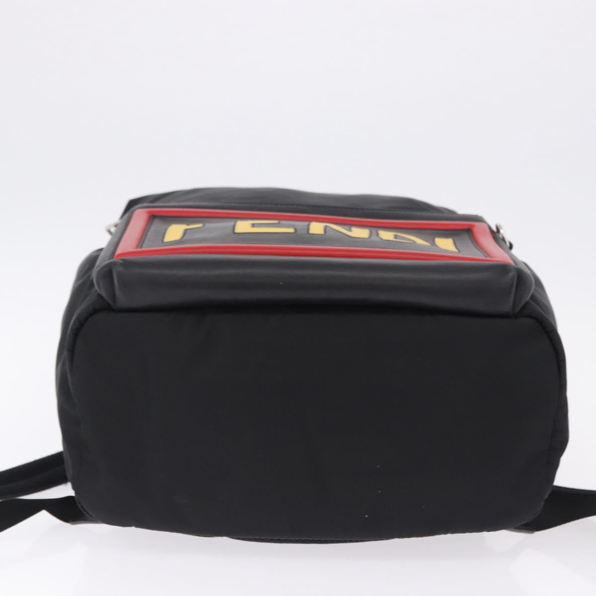 FENDI Backpack Nylon Black Silver Auth bs36641V