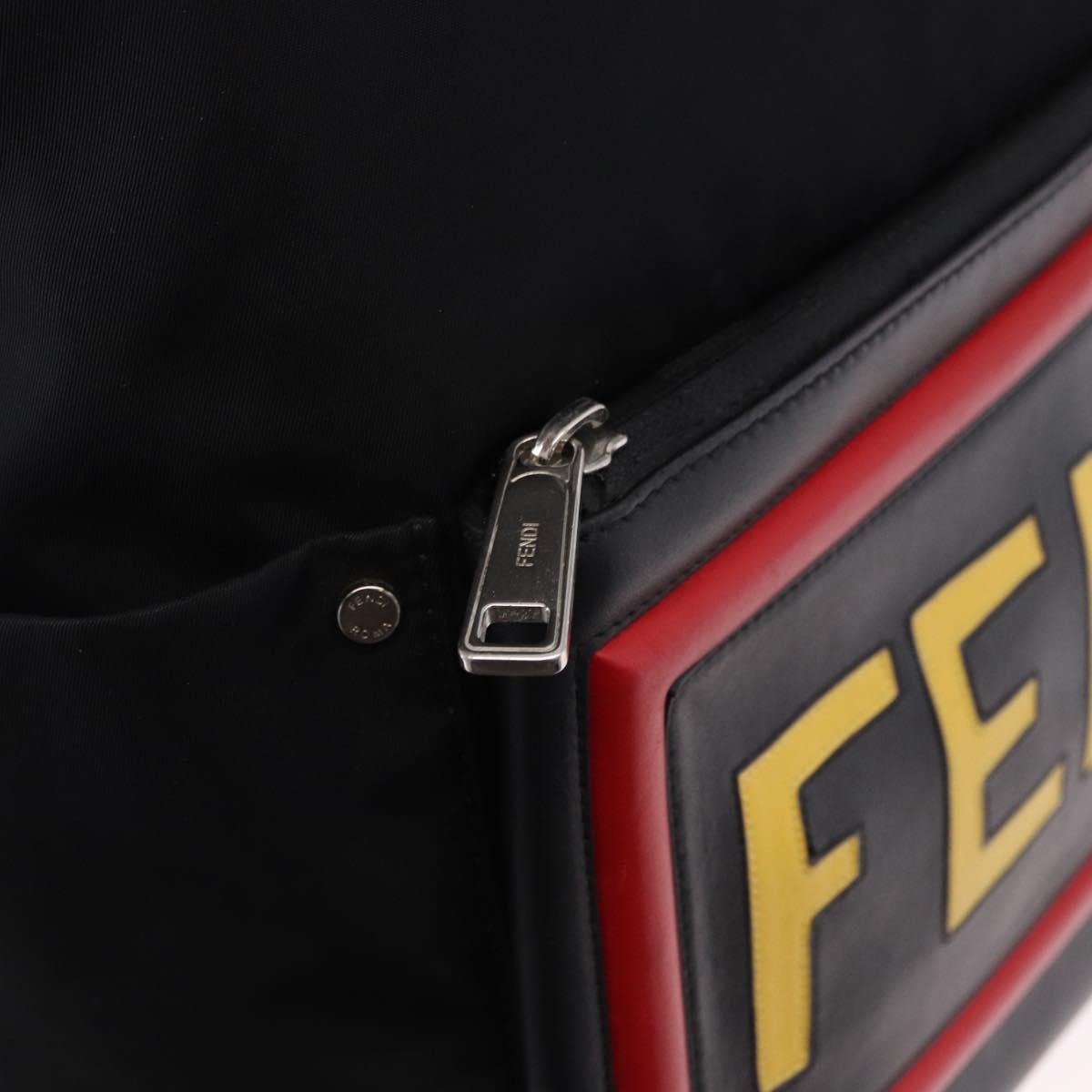 FENDI Backpack Nylon Black Silver Auth bs36641V