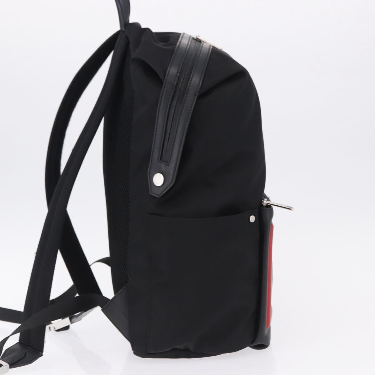 FENDI Backpack Nylon Black Silver Auth bs36641V