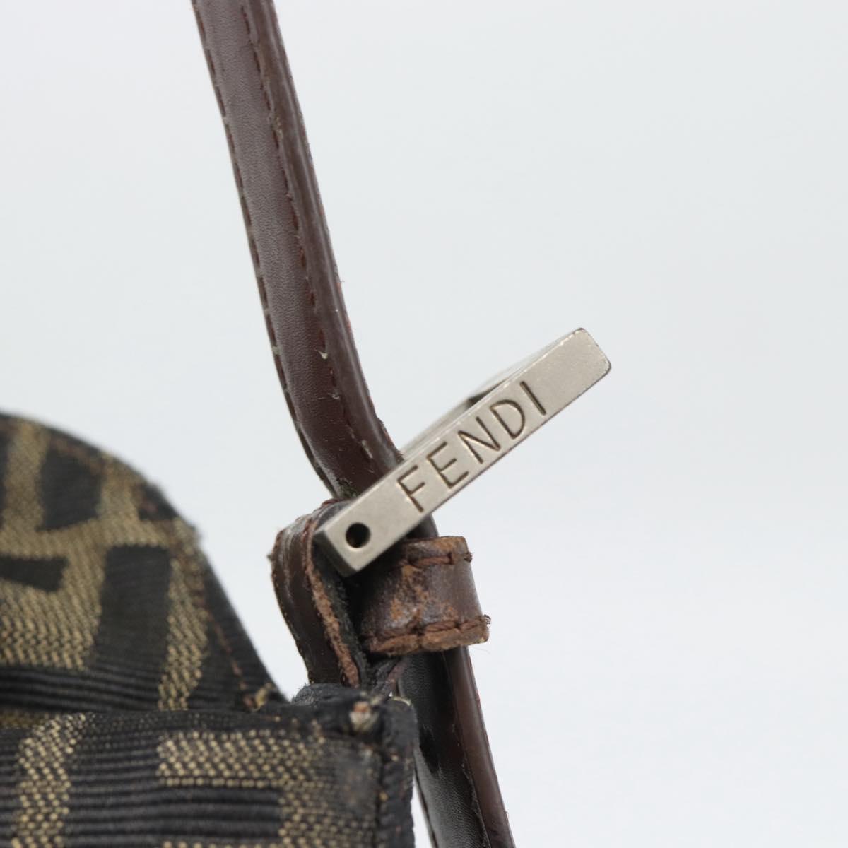 FENDI Zucca Canvas Mamma Baguette Tote Bag Brown Black Auth bs36644