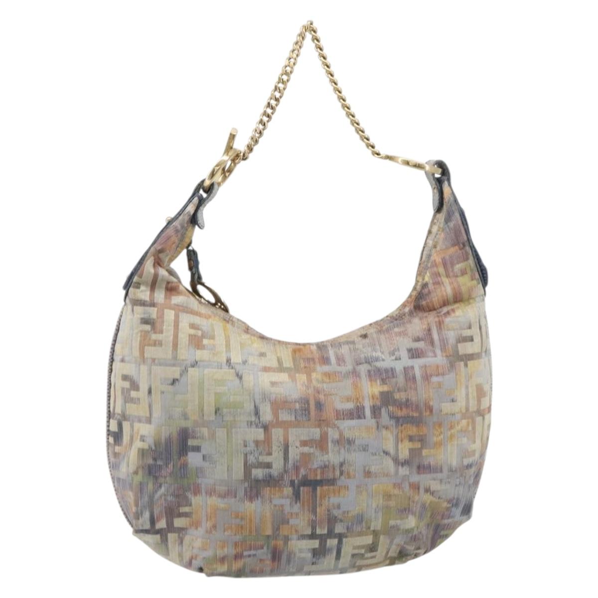 FENDI Zucca Canvas Chain Hand Bag Multicolor Gold Auth bs36645