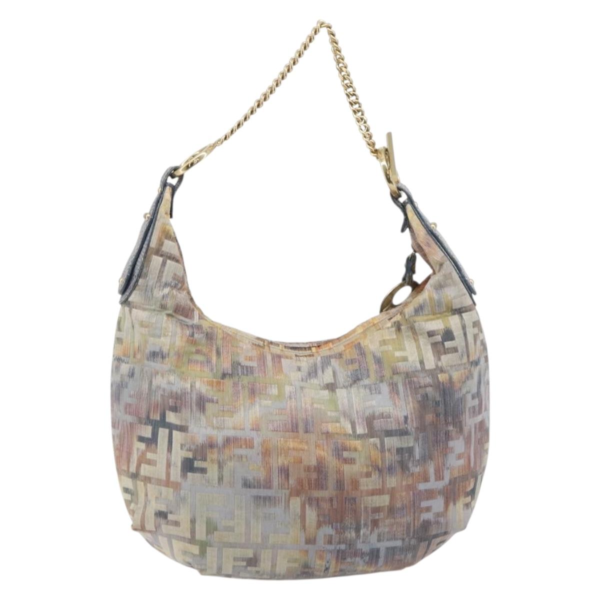 FENDI Zucca Canvas Chain Hand Bag Multicolor Gold Auth bs36645
