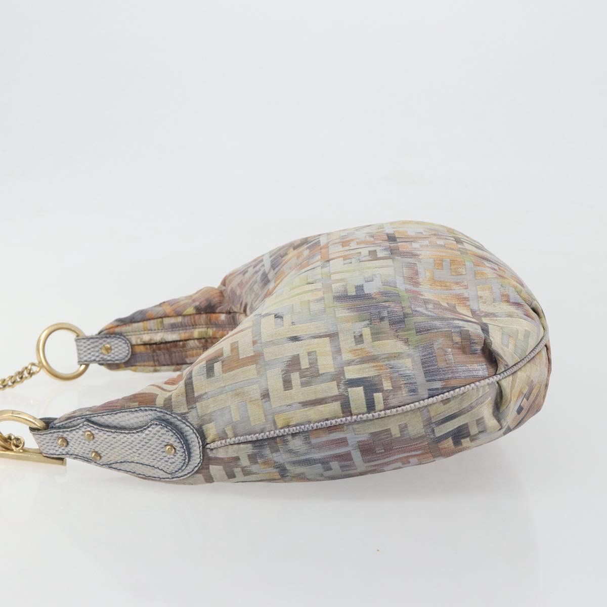 FENDI Zucca Canvas Chain Hand Bag Multicolor Gold Auth bs36645