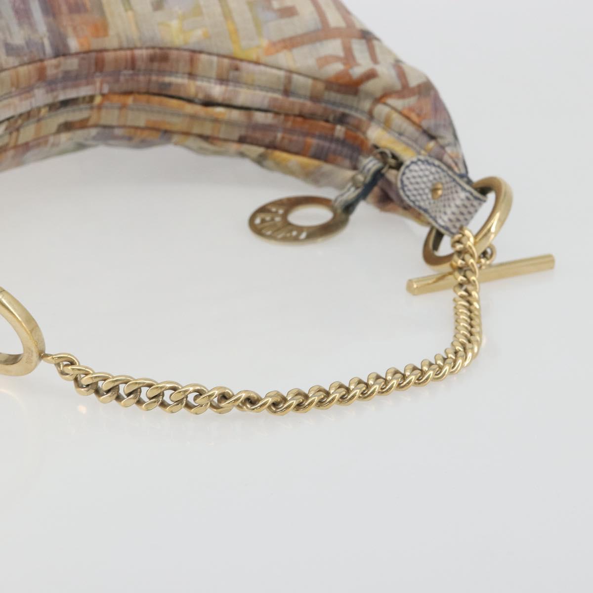 FENDI Zucca Canvas Chain Hand Bag Multicolor Gold Auth bs36645