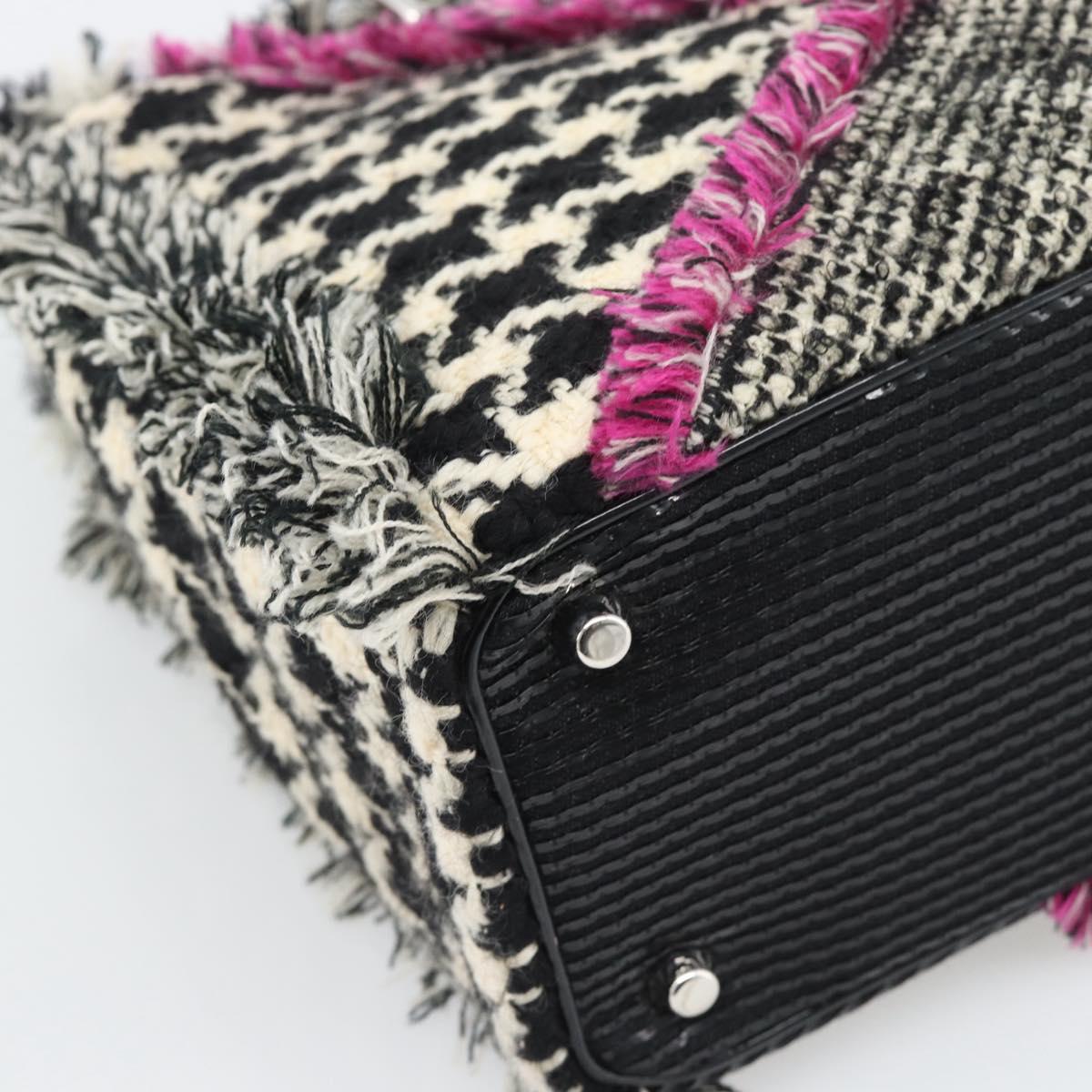 Christian Dior Diorissimo Hand Bag Canvas Black White Auth bs36646V