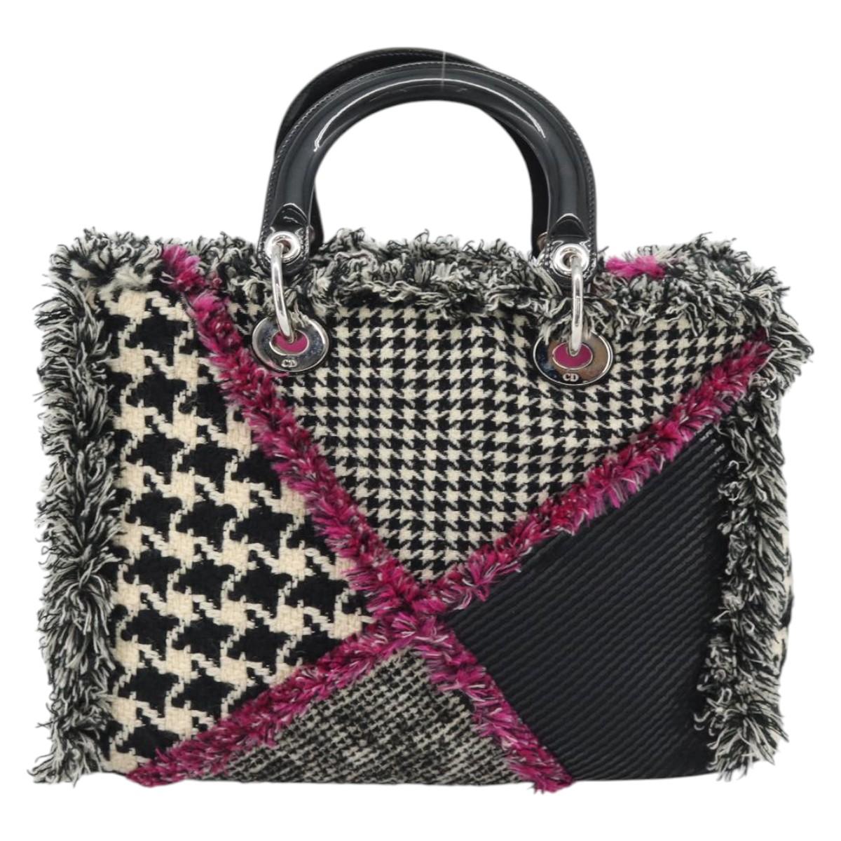 Christian Dior Diorissimo Hand Bag Canvas Black White Auth bs36646V