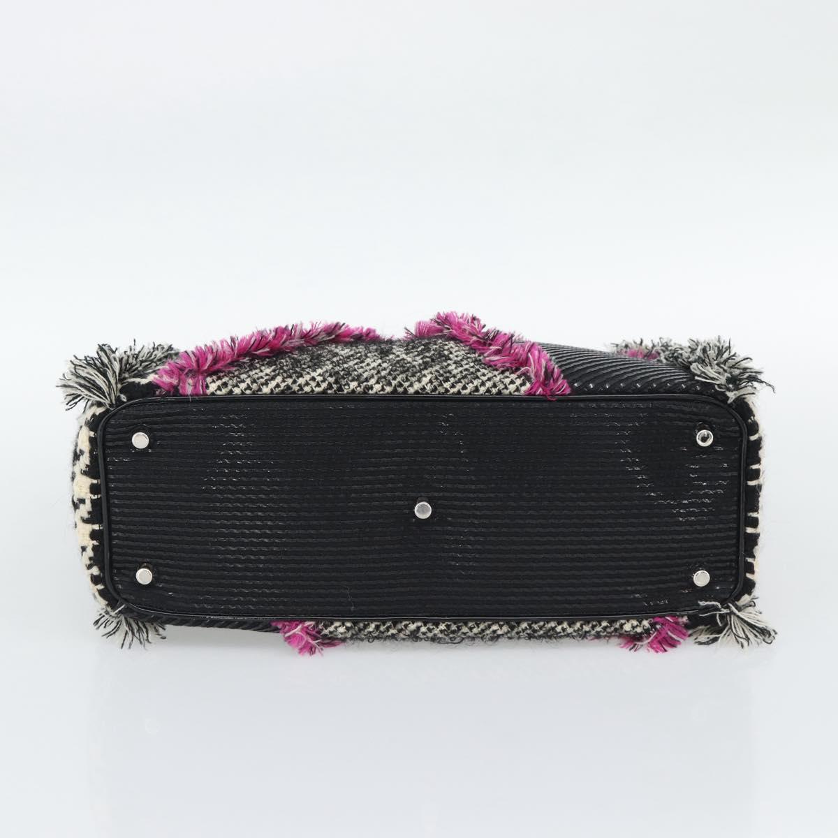 Christian Dior Diorissimo Hand Bag Canvas Black White Auth bs36646V