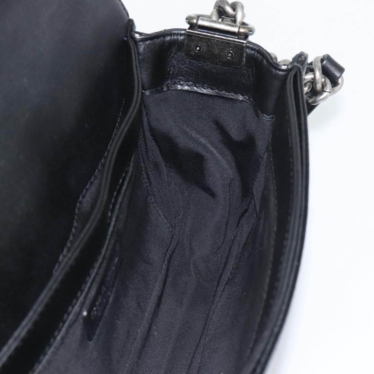CHANEL Matelasse Boy Chanel Chain Bag Patent leather Black CC Auth bs36658A