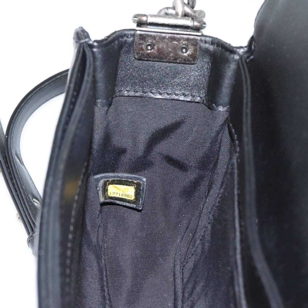 CHANEL Matelasse Boy Chanel Chain Bag Patent leather Black CC Auth bs36658A