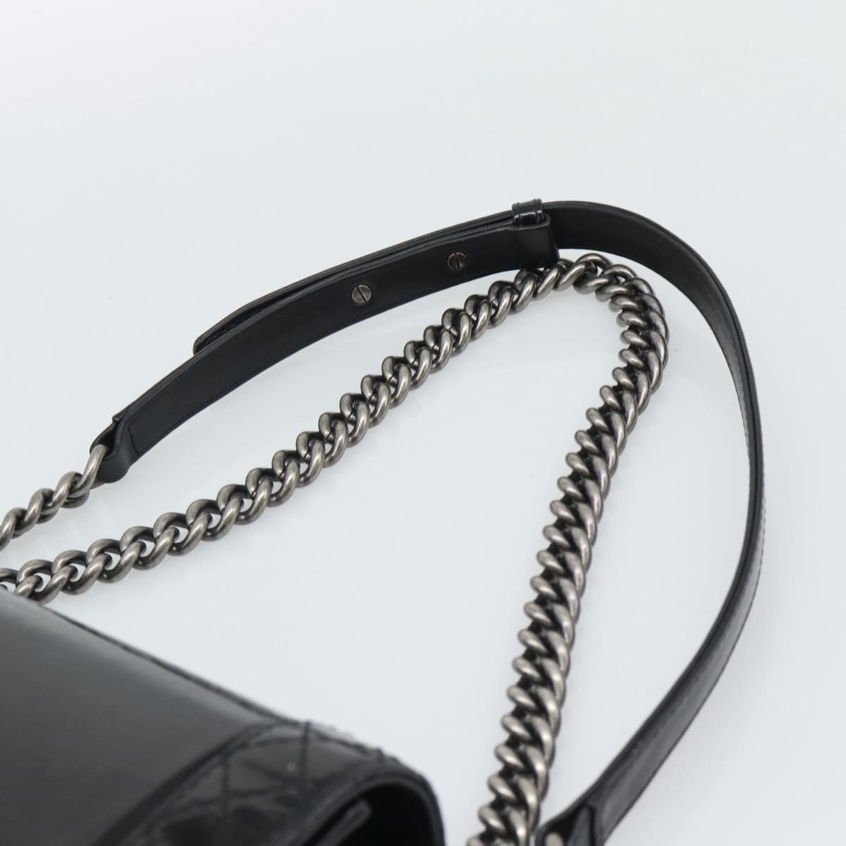 CHANEL Matelasse Boy Chanel Chain Bag Patent leather Black CC Auth bs36658A