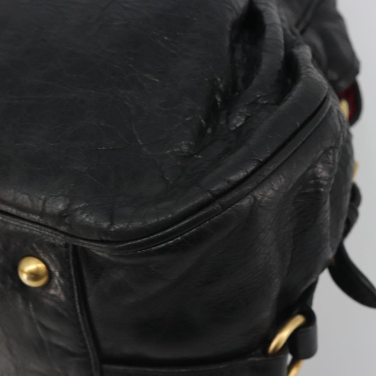 Miu Miu Hand Bag Leather Black Gold Auth bs36659V