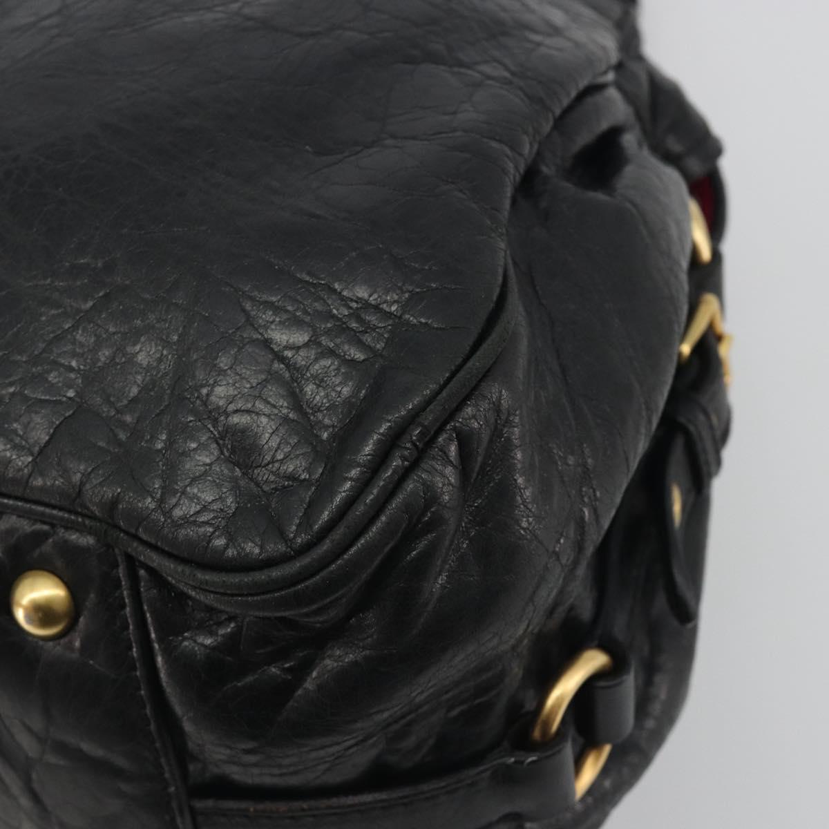 Miu Miu Hand Bag Leather Black Gold Auth bs36659V