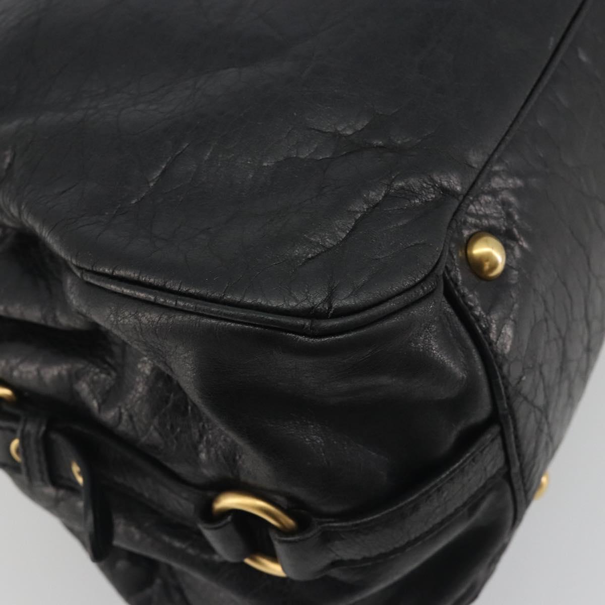 Miu Miu Hand Bag Leather Black Gold Auth bs36659V