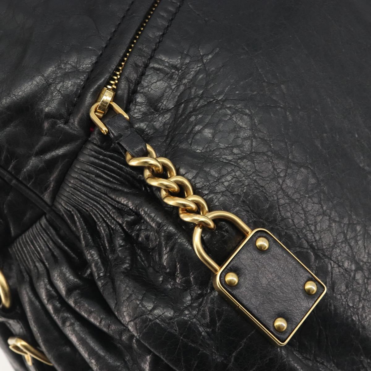 Miu Miu Hand Bag Leather Black Gold Auth bs36659V