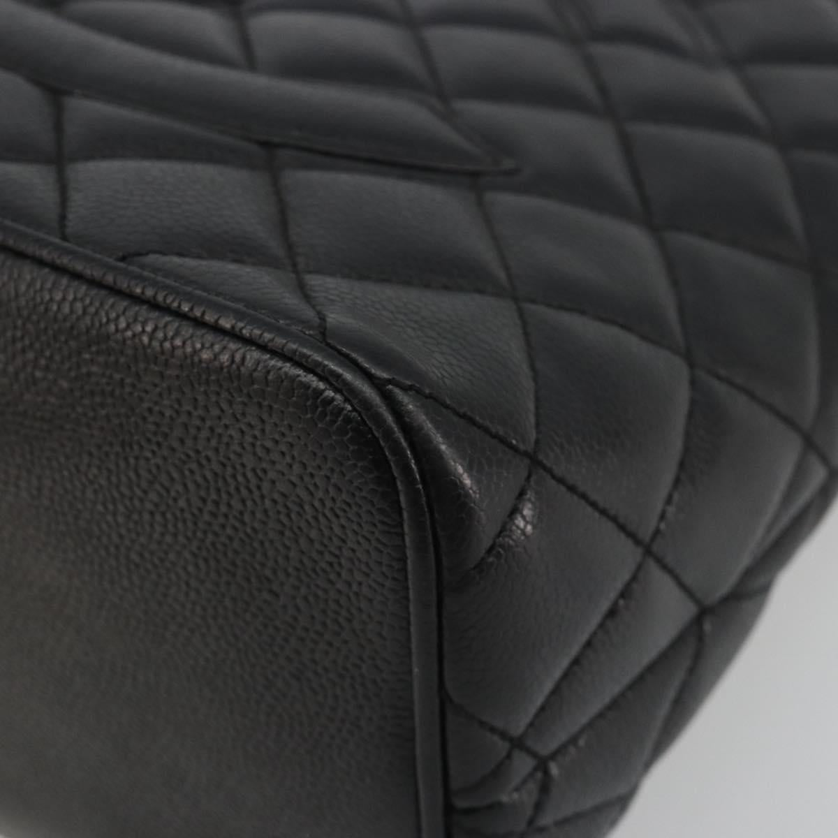 CHANEL Matelasse COCO Mark Bag Caviar Skin Standard Black Gold CC Auth bs36660