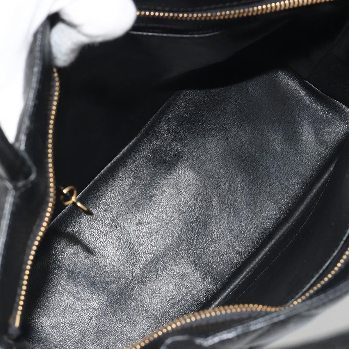 CHANEL Matelasse COCO Mark Bag Caviar Skin Standard Black Gold CC Auth bs36660