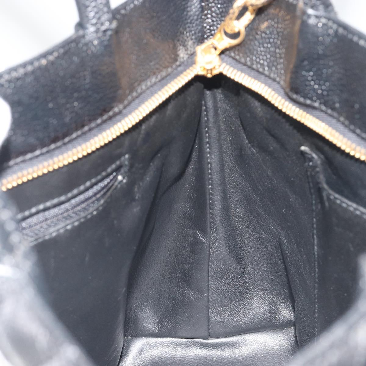 CHANEL Matelasse COCO Mark Bag Caviar Skin Standard Black Gold CC Auth bs36660
