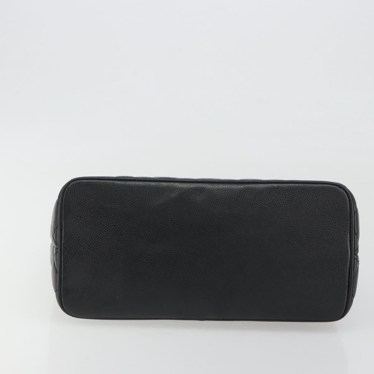 CHANEL Matelasse COCO Mark Bag Caviar Skin Standard Black Gold CC Auth bs36660