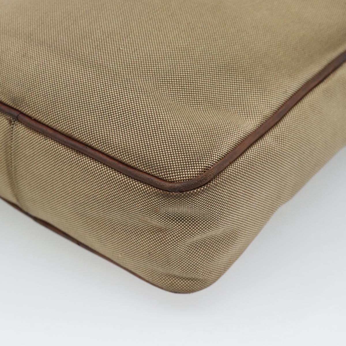 PRADA Shoulder Bag Canvas Beige Silver Auth bs36669
