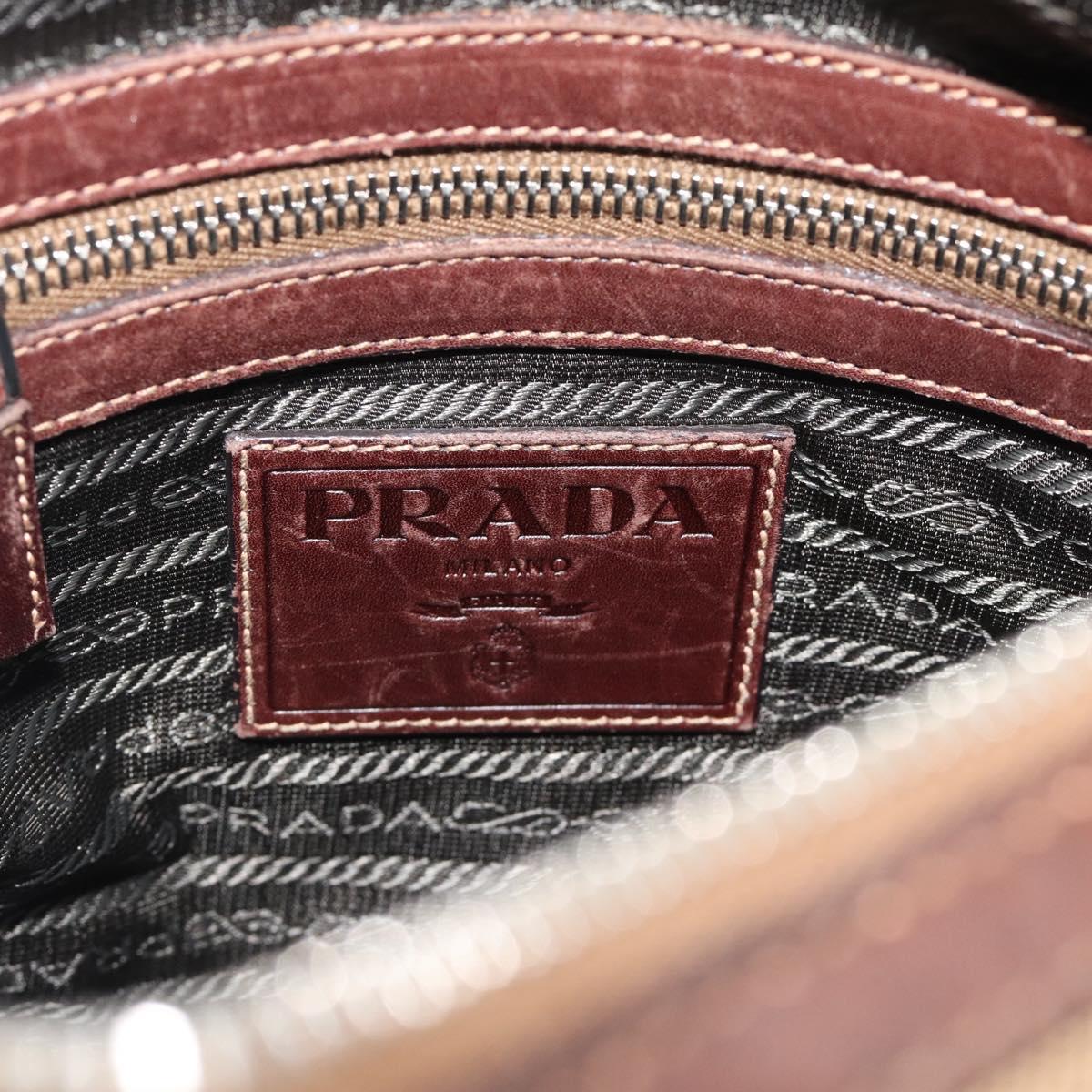 PRADA Shoulder Bag Canvas Beige Silver Auth bs36669