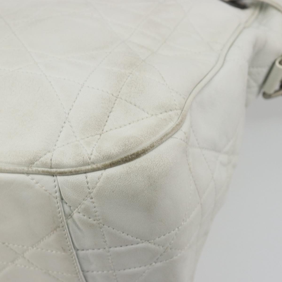 Christian Dior Canage Tote Bag Leather White Silver Auth bs36672A