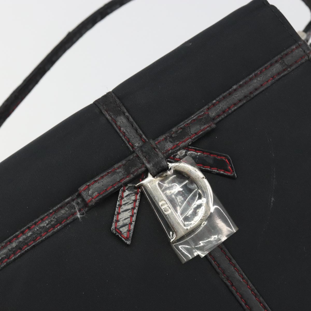 Christian Dior Hand Bag Nylon Black Silver Auth bs36673
