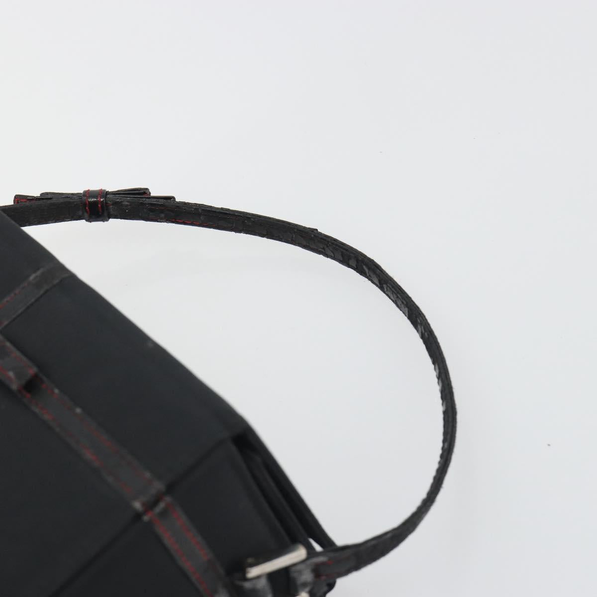 Christian Dior Hand Bag Nylon Black Silver Auth bs36673