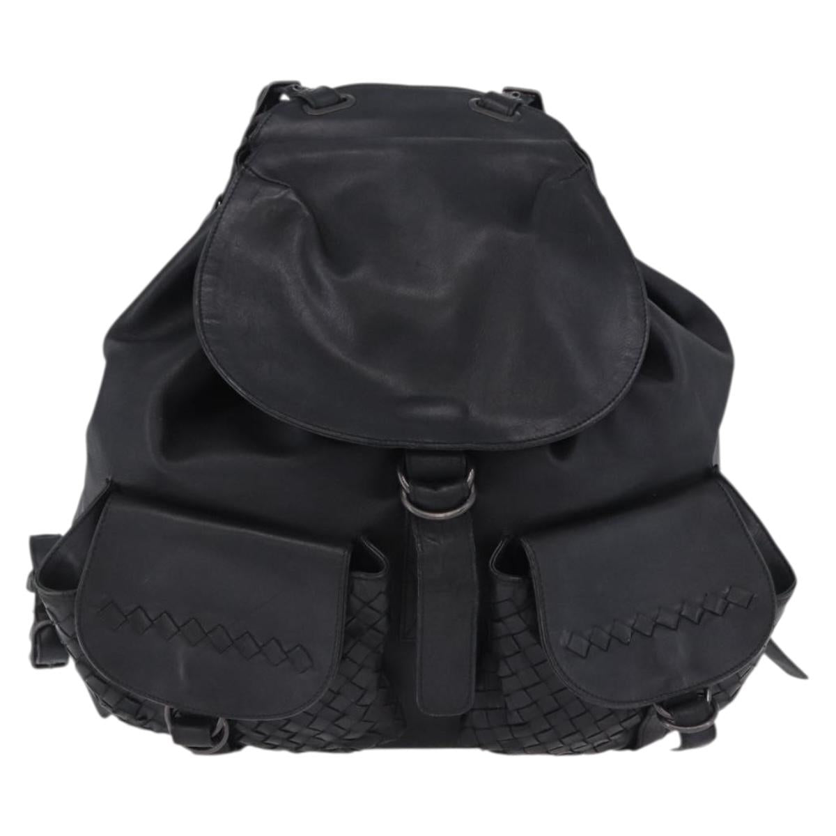 BOTTEGA VENETA INTRECCIATO Backpack Leather Black 155095 Auth bs36676A