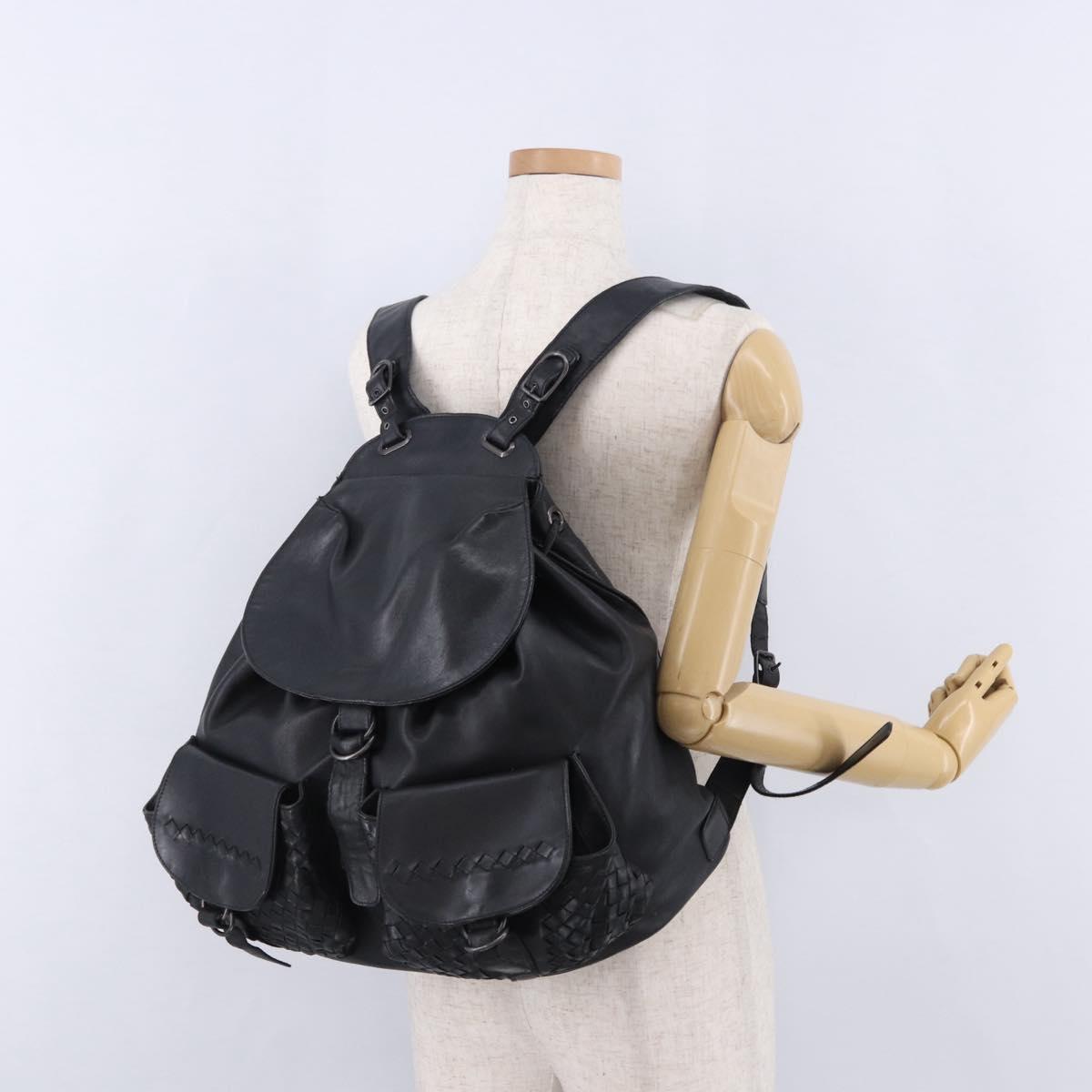BOTTEGA VENETA INTRECCIATO Backpack Leather Black 155095 Auth bs36676A