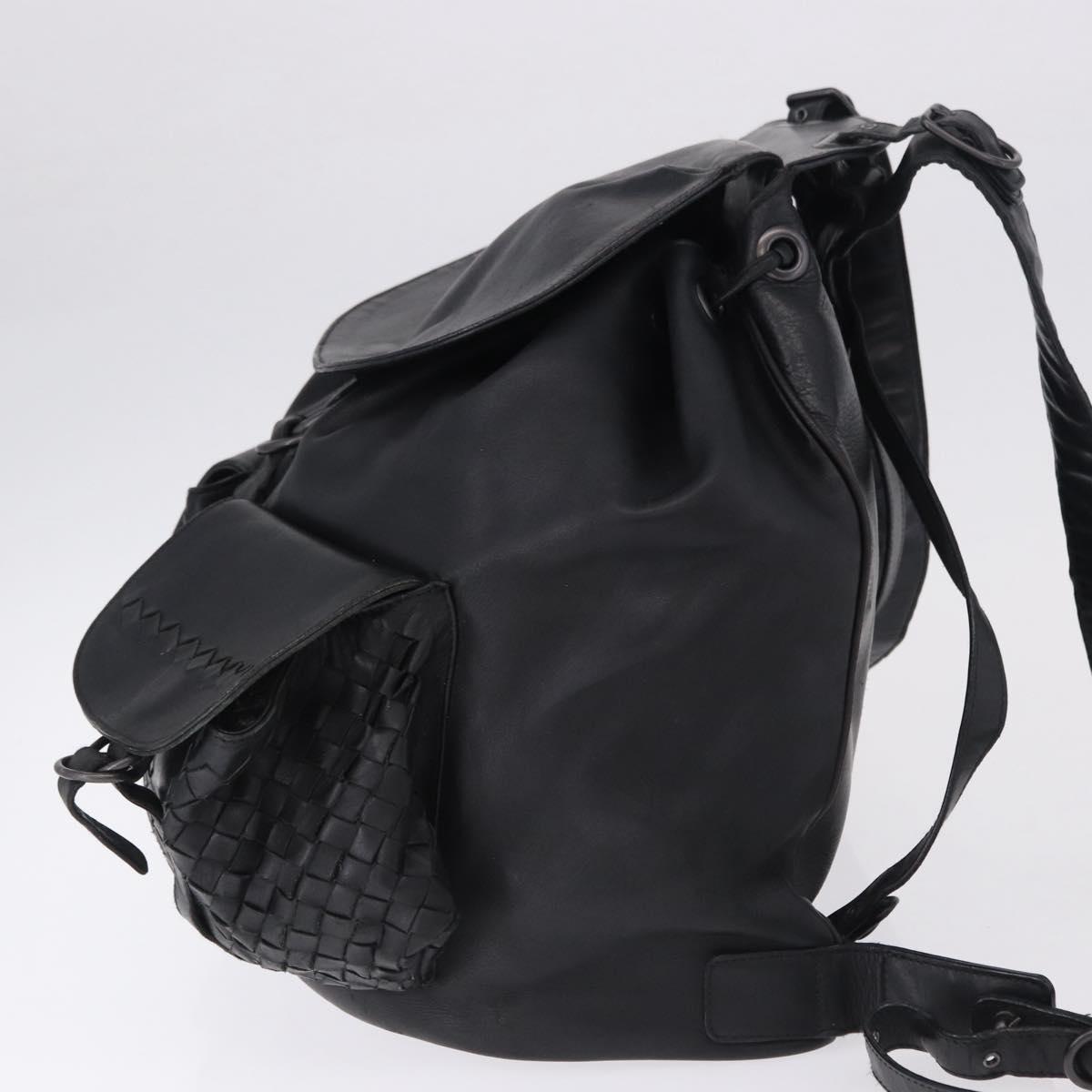 BOTTEGA VENETA INTRECCIATO Backpack Leather Black 155095 Auth bs36676A