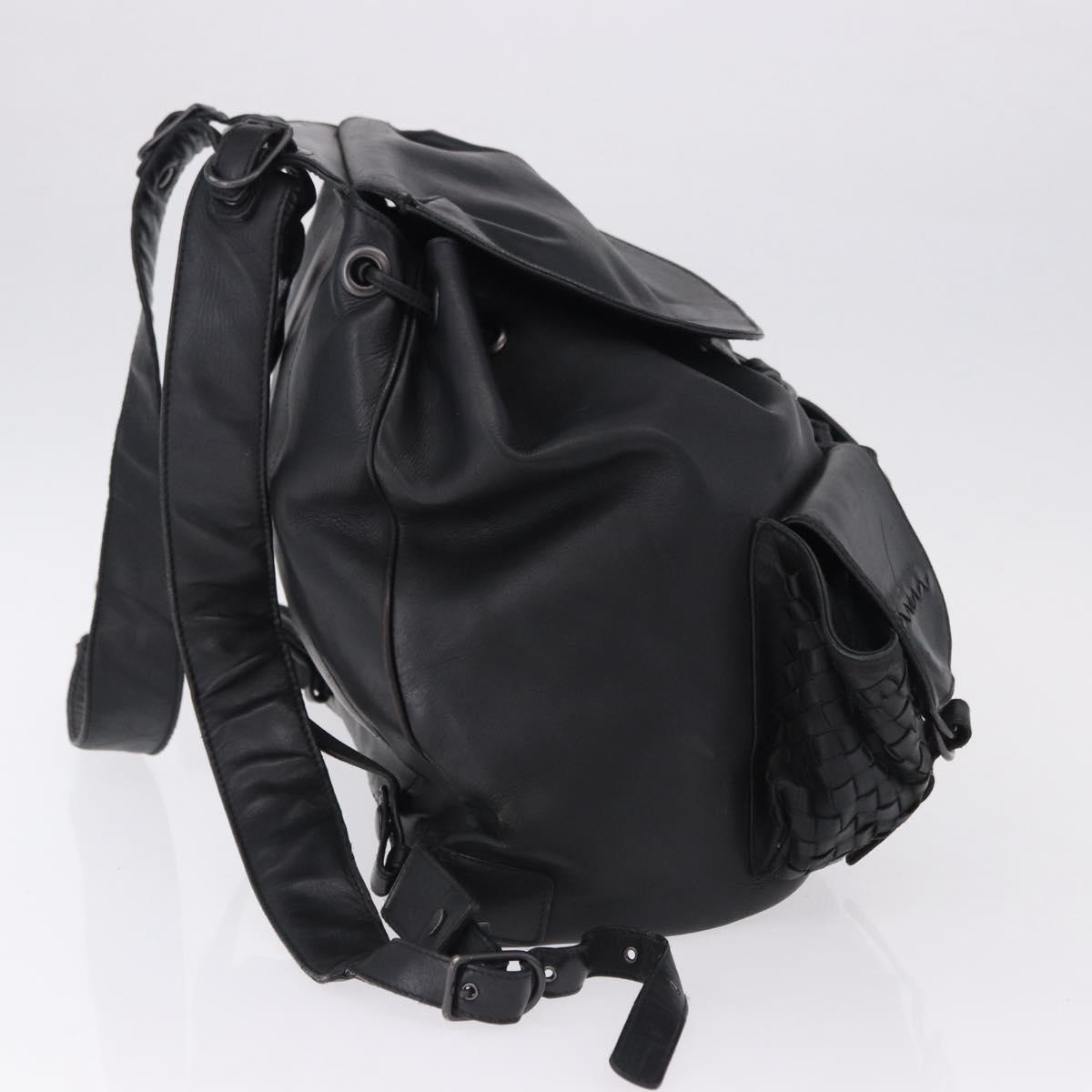 BOTTEGA VENETA INTRECCIATO Backpack Leather Black 155095 Auth bs36676A