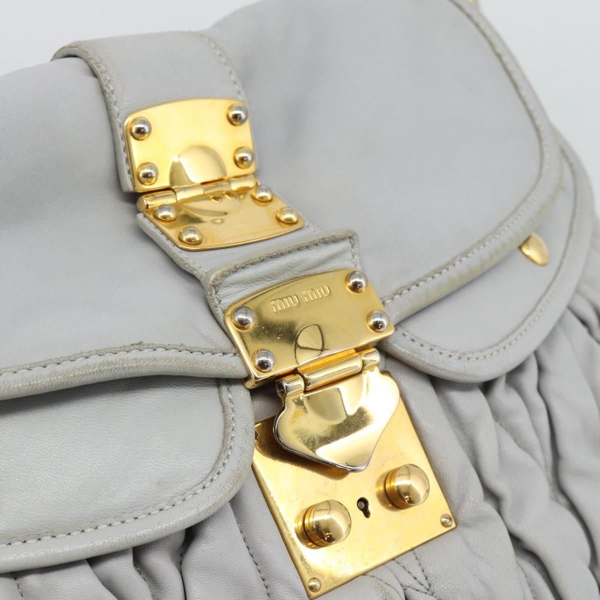 Miu Miu Matelasse Hand Bag Leather 2way Light Blue Gold Auth bs36677A