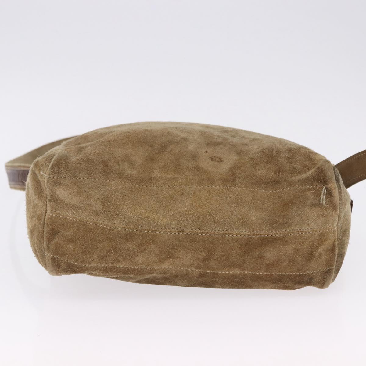LOEWE Shoulder Bag Suede Beige Gold Auth bs36680