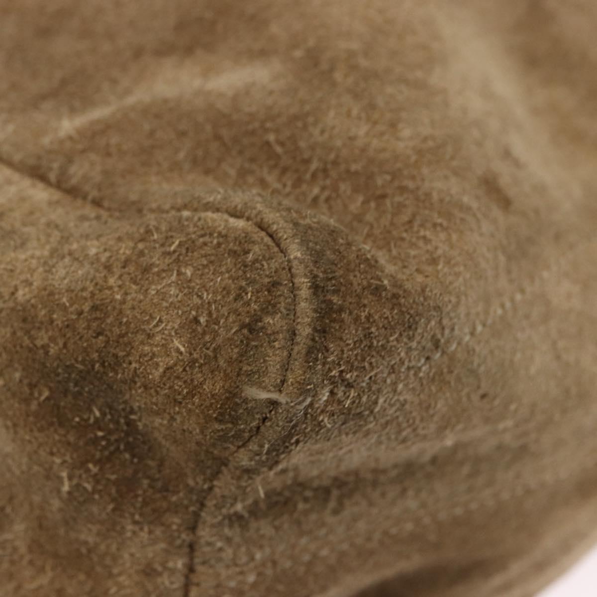 LOEWE Shoulder Bag Suede Beige Gold Auth bs36680