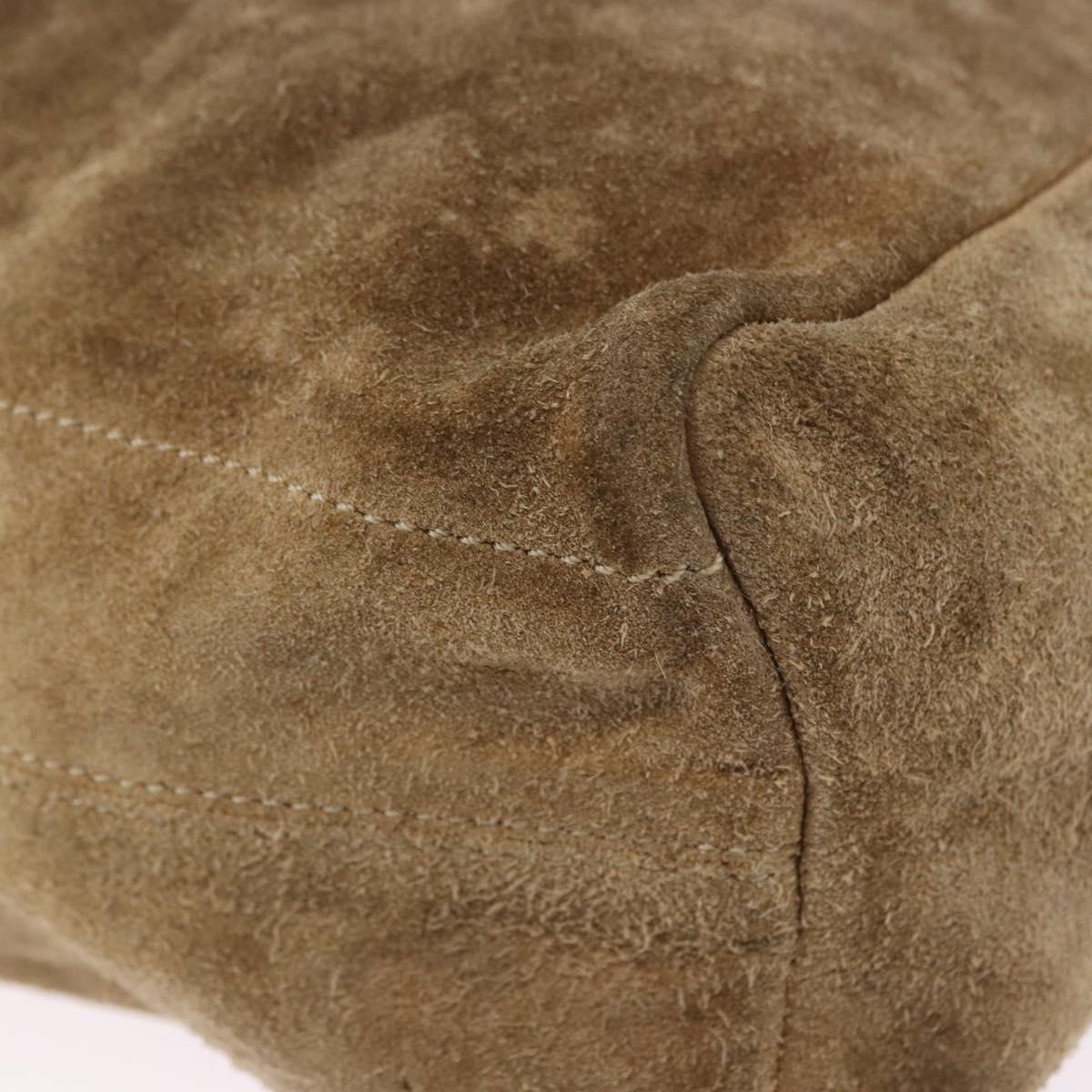 LOEWE Shoulder Bag Suede Beige Gold Auth bs36680
