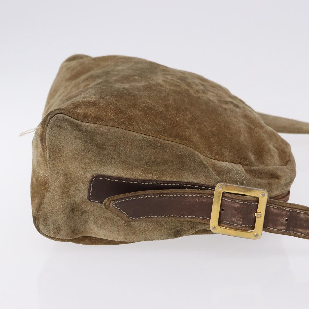 LOEWE Shoulder Bag Suede Beige Gold Auth bs36680