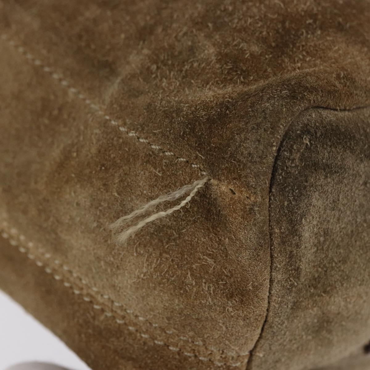 LOEWE Shoulder Bag Suede Beige Gold Auth bs36680