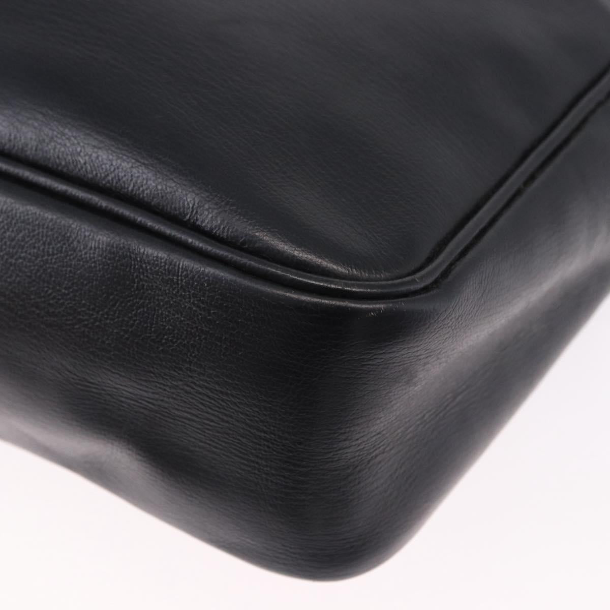 LOEWE Shoulder Bag Leather Black Gold Auth bs36681