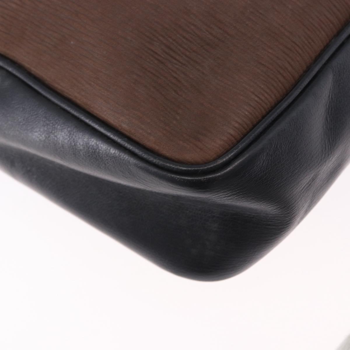 LOEWE Shoulder Bag Leather Black Gold Auth bs36681