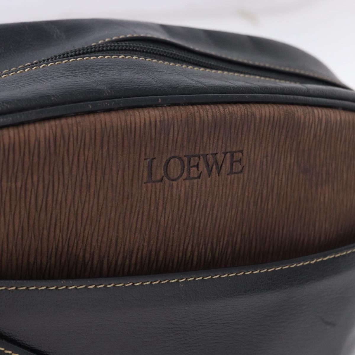LOEWE Shoulder Bag Leather Black Gold Auth bs36681