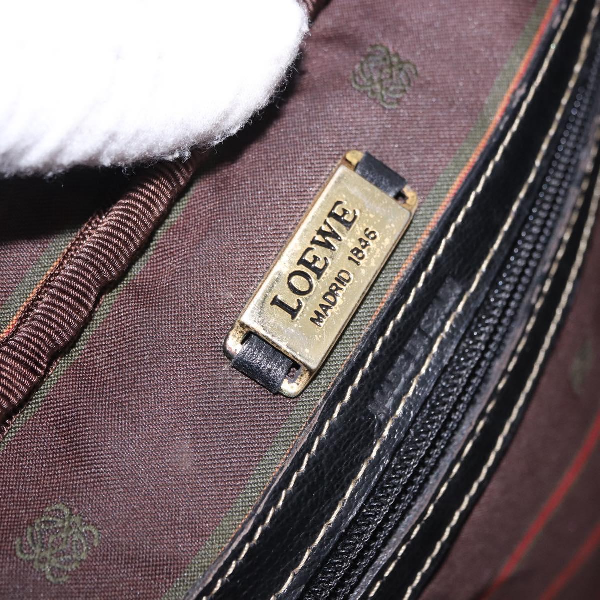 LOEWE Shoulder Bag Leather Black Gold Auth bs36681