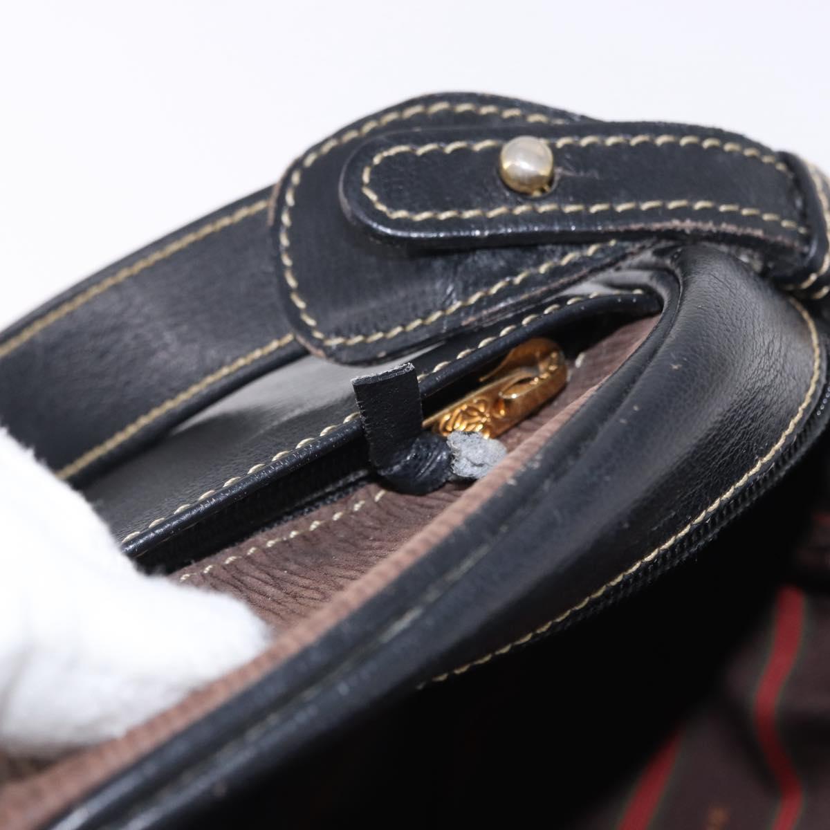 LOEWE Shoulder Bag Leather Black Gold Auth bs36681