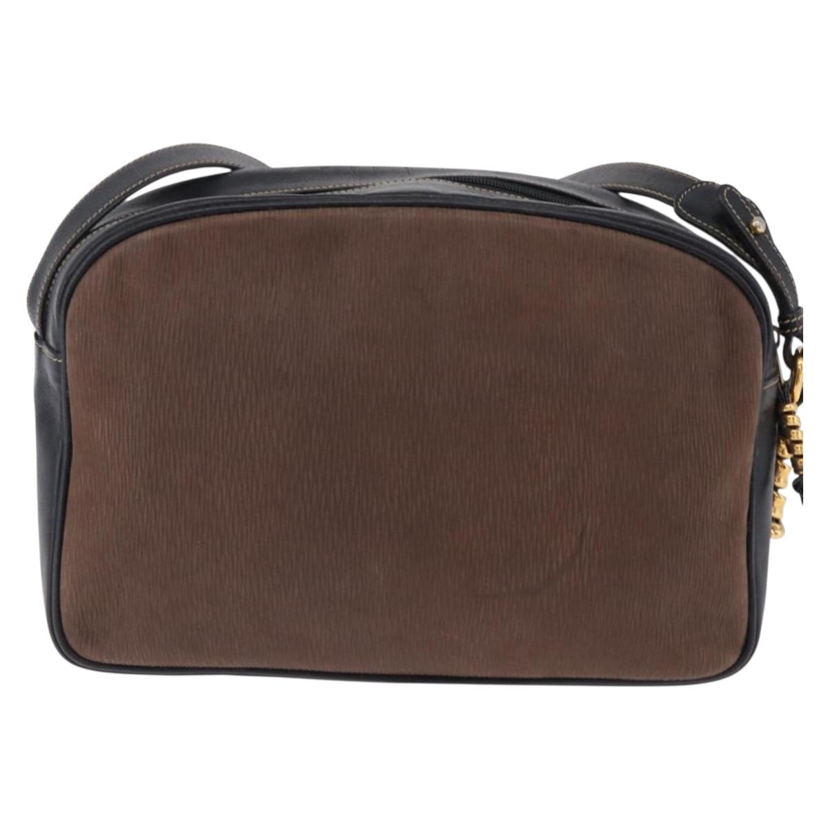 LOEWE Shoulder Bag Leather Black Gold Auth bs36681
