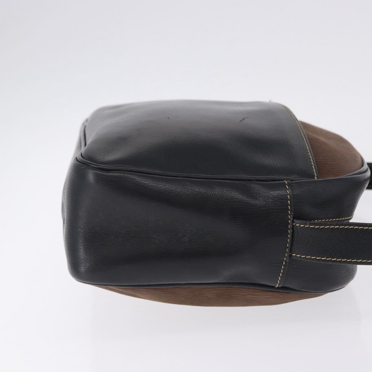 LOEWE Shoulder Bag Leather Black Gold Auth bs36681