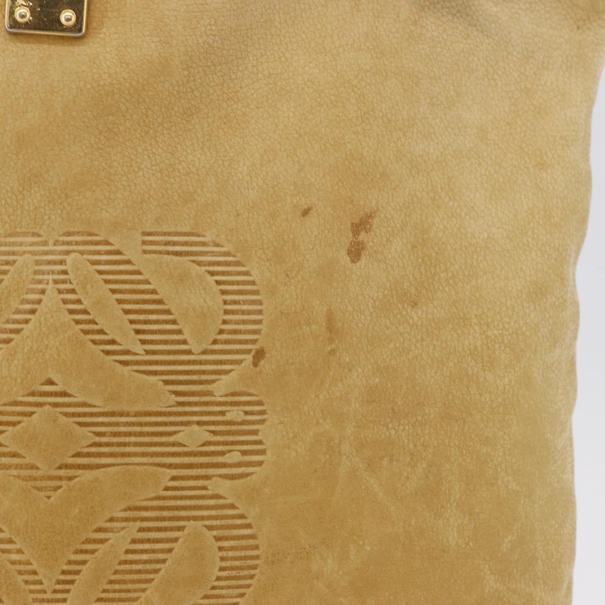 LOEWE Anagram Shoulder Bag Leather Beige Gold Auth bs36682