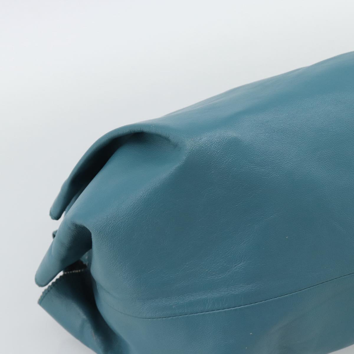 LOEWE Nappa Aire Anagram Hand Bag Leather Blue Gold Auth bs36683