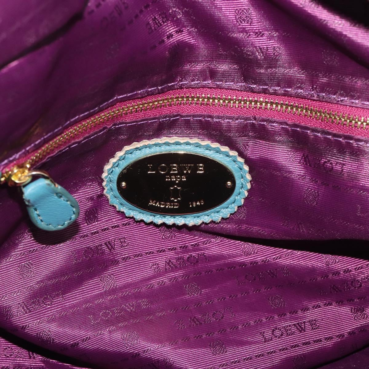 LOEWE Nappa Aire Anagram Hand Bag Leather Blue Gold Auth bs36683