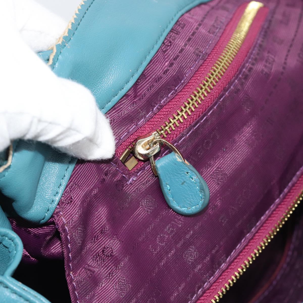 LOEWE Nappa Aire Anagram Hand Bag Leather Blue Gold Auth bs36683