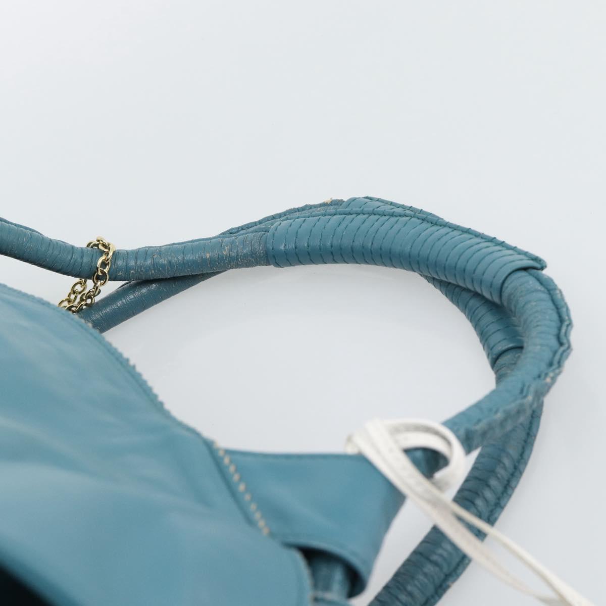 LOEWE Nappa Aire Anagram Hand Bag Leather Blue Gold Auth bs36683