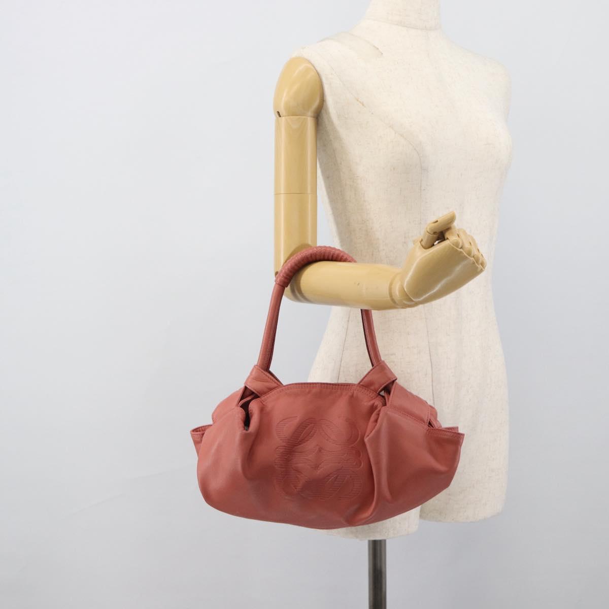 LOEWE Nappa Aire Anagram Hand Bag Leather Pink Gold Auth bs36684A
